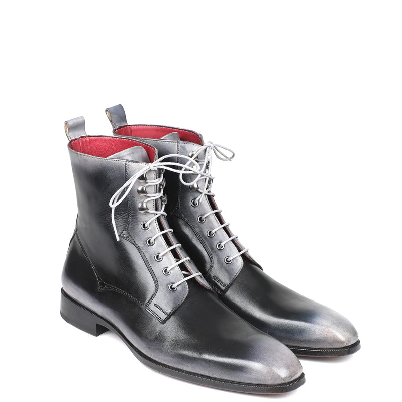 Premium Plain Toe Lace Up Leather Ankle Boot Brown