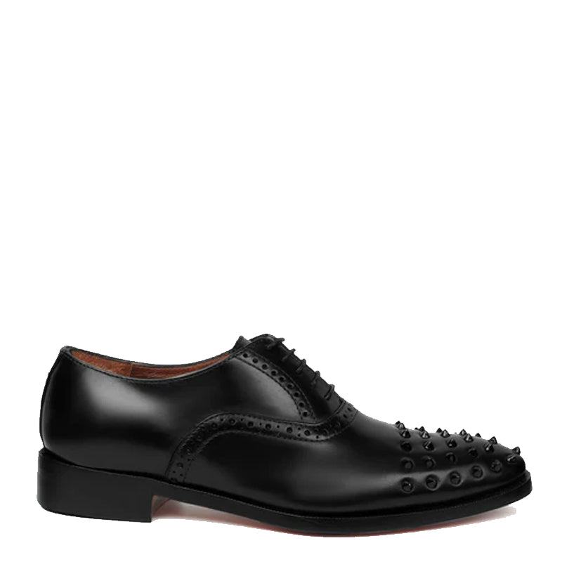 Men Leather Oxford Shoes with Studded Toe