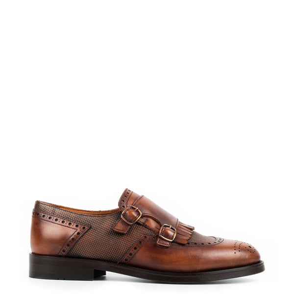 Custom Handmade Leather Double Monk Strap Shoe Tan