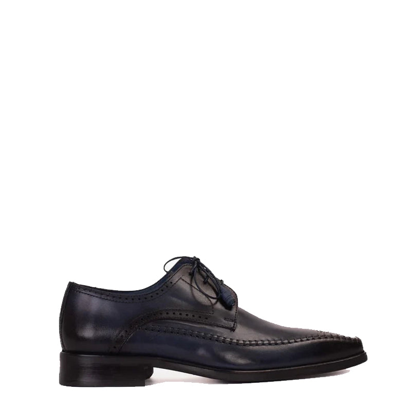 Blue Leather Derby Men Shoe