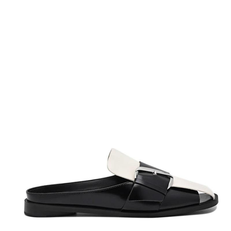 Calf Leather Buckle Mules