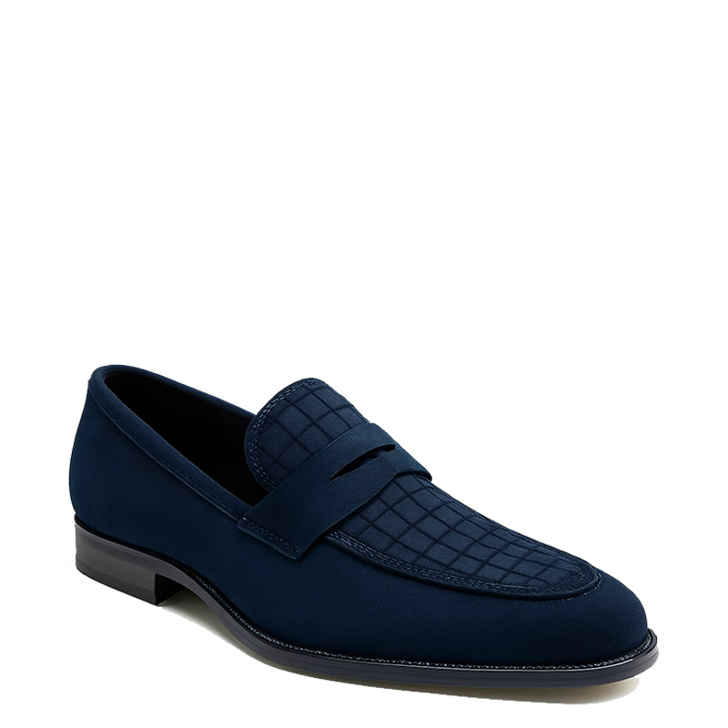 Suede Royale Leather Printed Blue Loafer