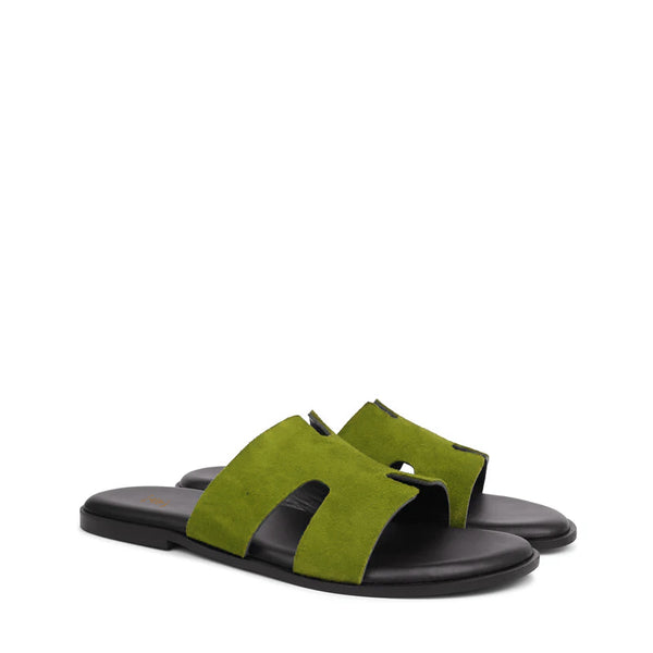 Suede H Style Slip On - Olive