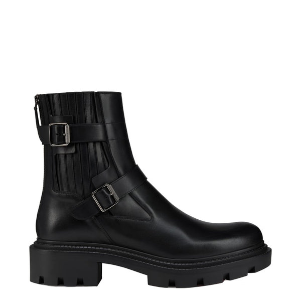 Luxury Polished Leather Boot with Dual Buckle Straps