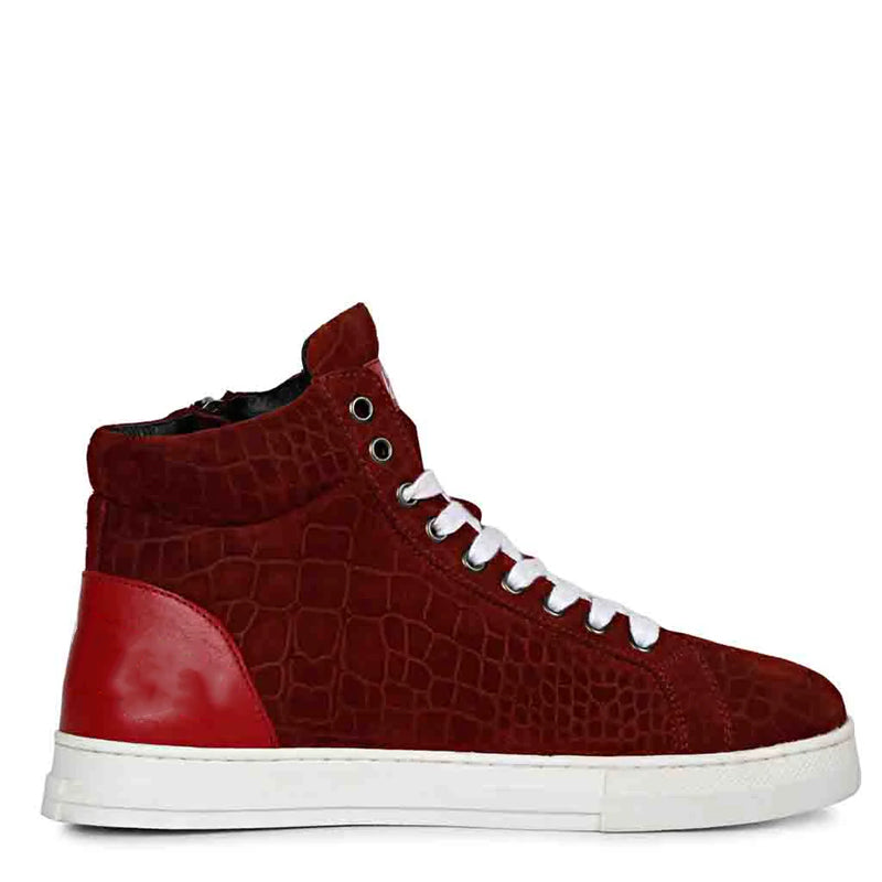 Croco Embossed Leather Sneakers For Men