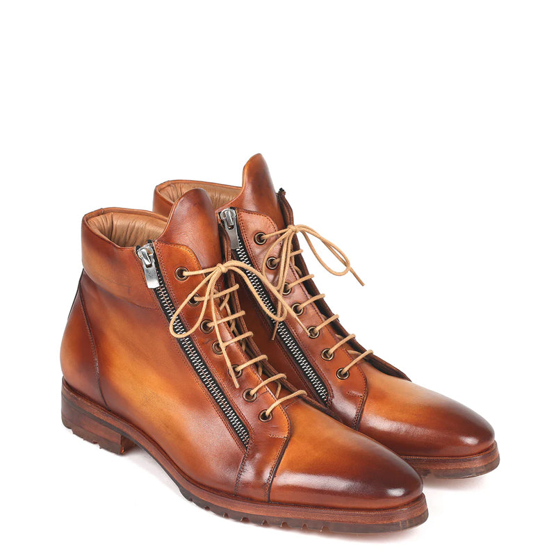 Men Custom Handmade Leather Side Zipper Ankle Boot Black