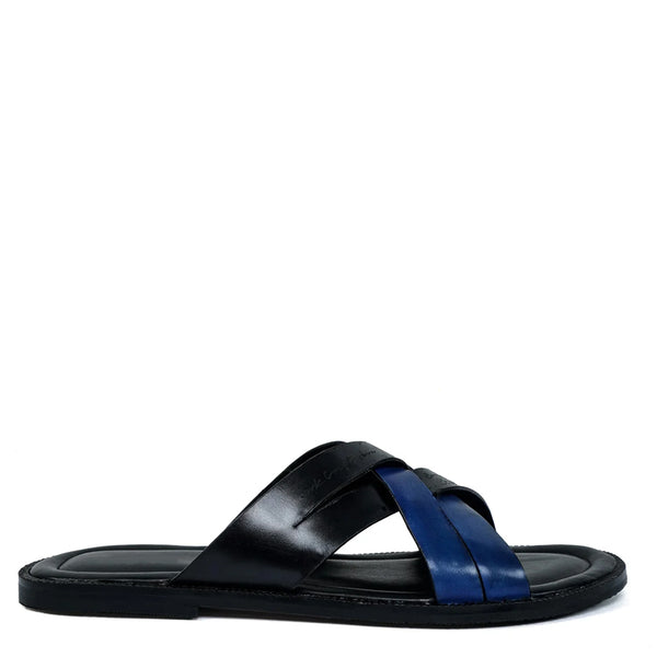 Multi Strap Comfort Sandals - Blue/Black