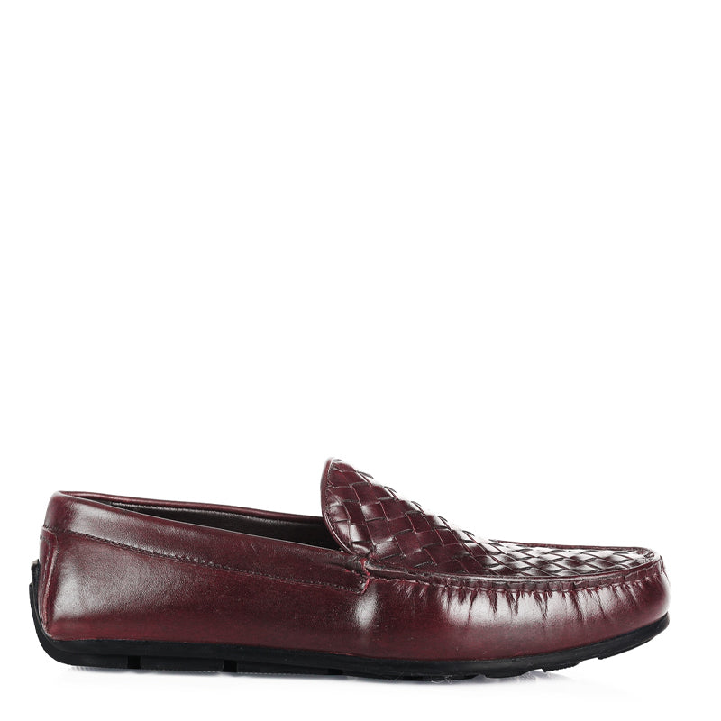 Premium Leather Weaved Textured  Driving Loafers