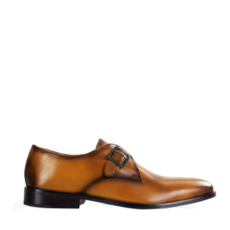 Premium Single Monk Strap Leather Shoes For Men