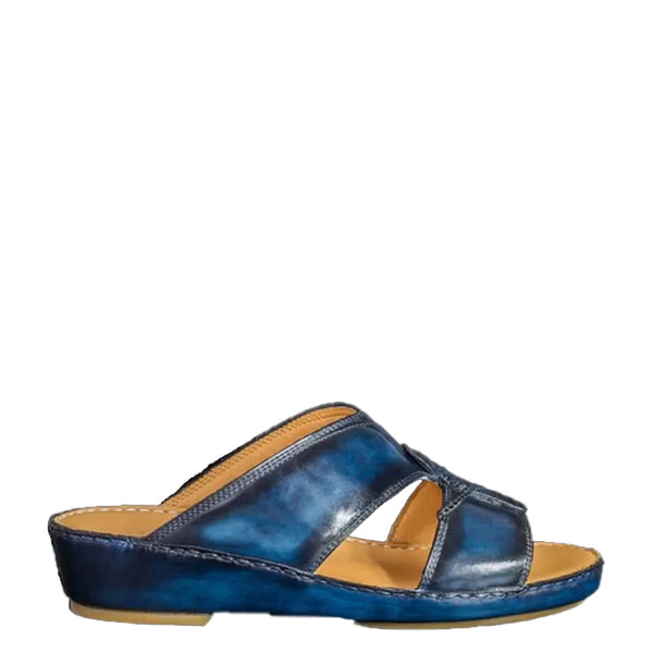 Luxury Handmade Leather Comfort Arabic Sandal - Blue