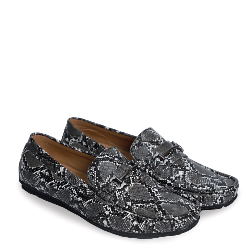 Snake Pattern Leather Loafers For Men