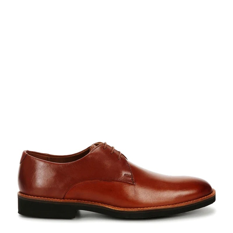 Men Lace-Up Leather Plain Toe Derby Black Shoe