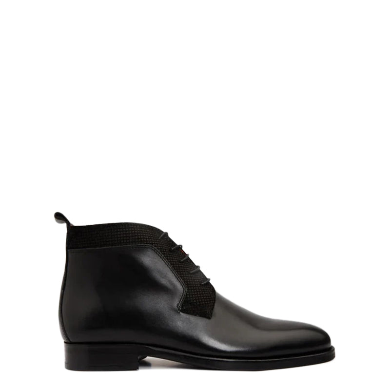 Black Leather Derby Lace-Up Men Boot