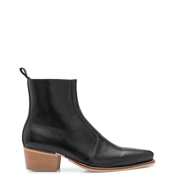 Polished Leather High Heel Side Zipper Boot