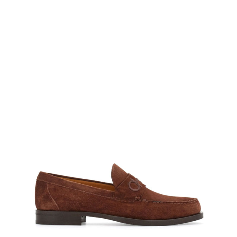 Brown Fort Ricamo Suede Loafers for Men