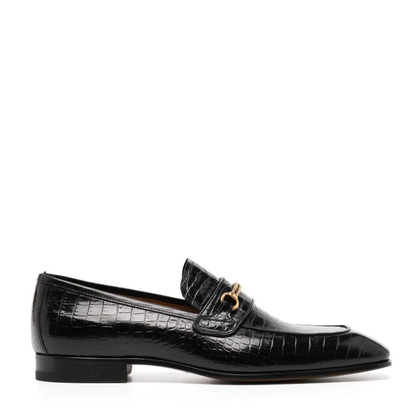 Bailey Chain Croco Leather Loafers