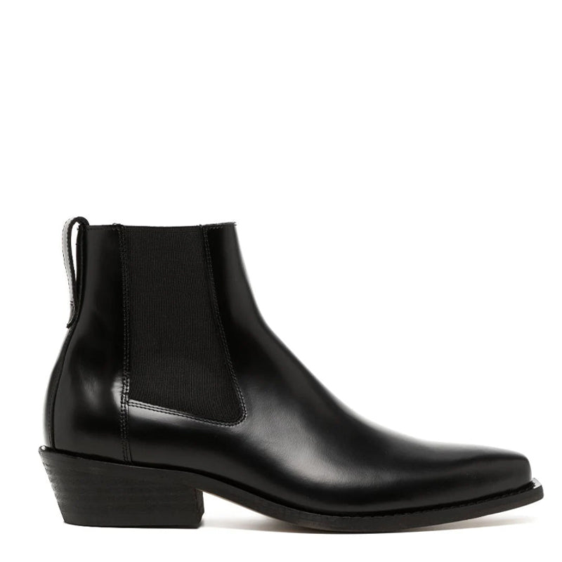 Cyphre Pointed Black Chelsea Leather Boots