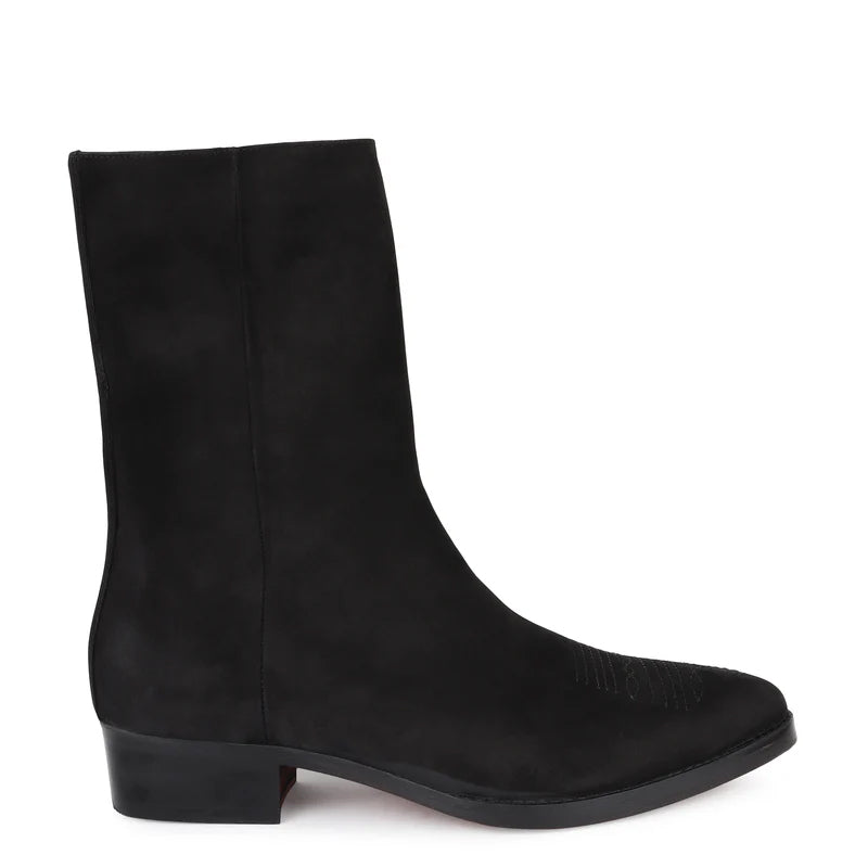 Long Zip up Suede Cowboy Boots