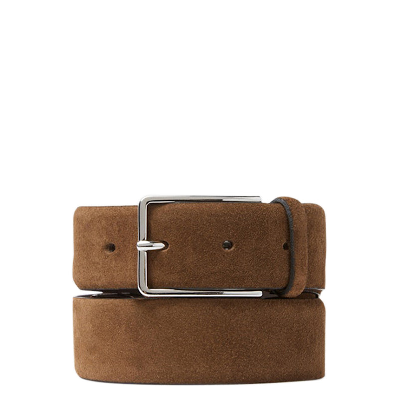 Men Suede Cognac Leather Belt