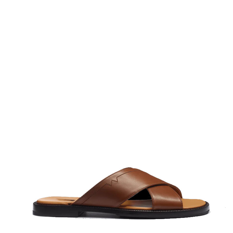 Leather Cross Strap Sandals For Men