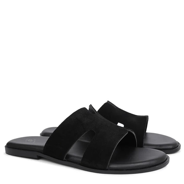 Suede H Style Slip On - Black