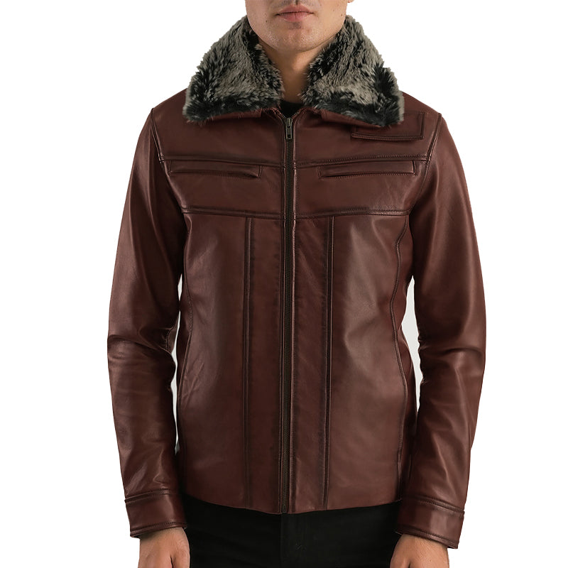 Evan Hart Fur Leather Jacket For Men