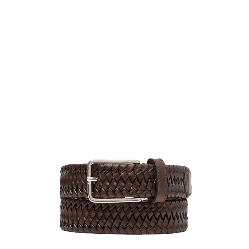 Men Double Leather Braided Belt