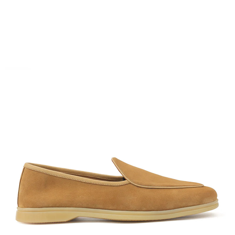Suede Leather Solid Green Loafers For Men