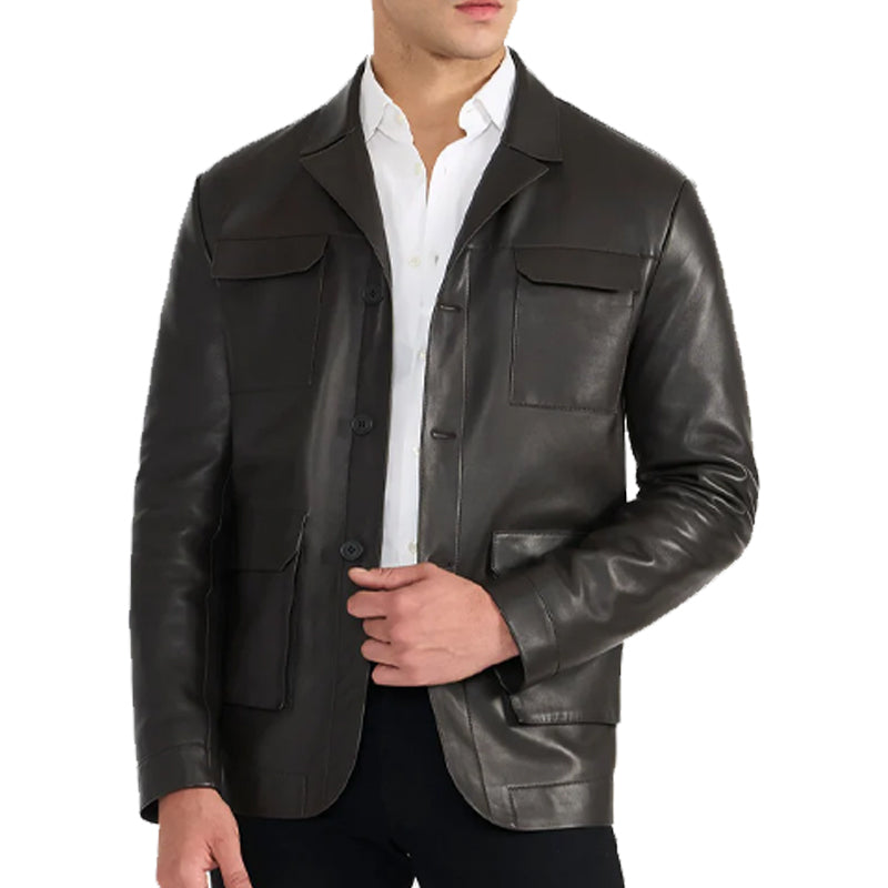 Dark Brown Archer Leather Jacket For Men