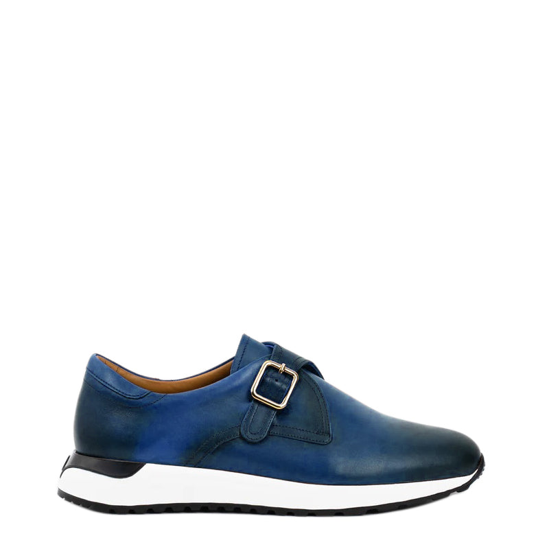 Blue Leather Men Sneaker