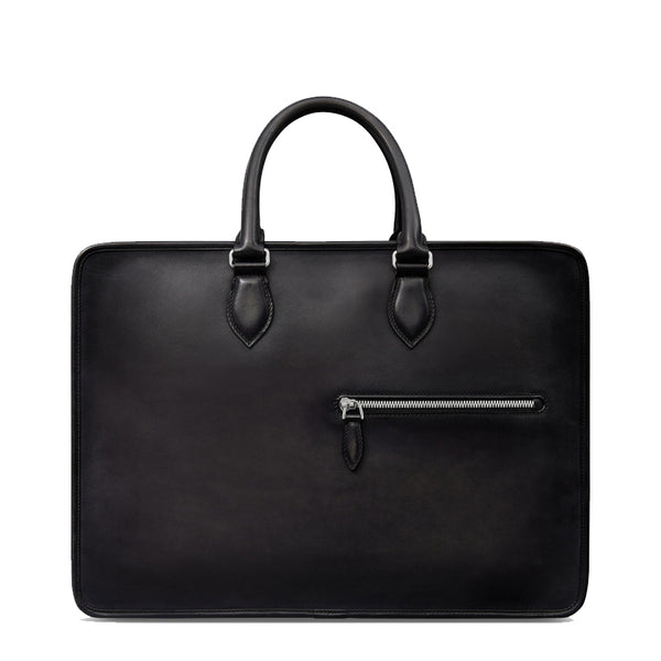 Grained Leather Burgundy Satchel