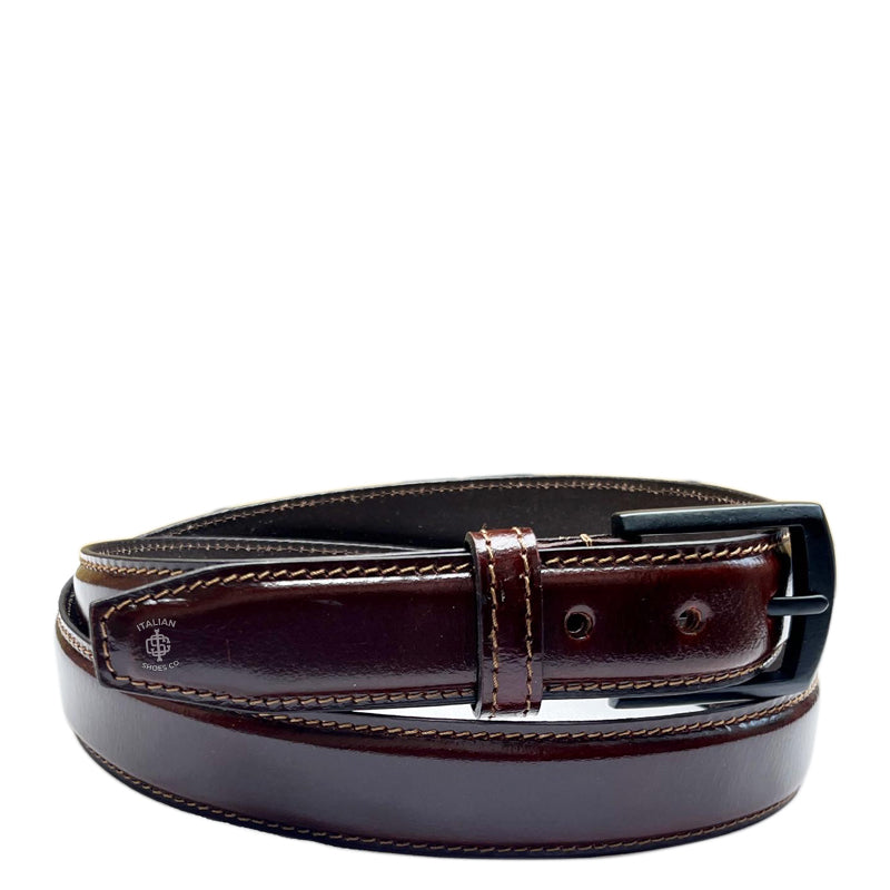 Virtue Filo Bianco Leather Belt Wine