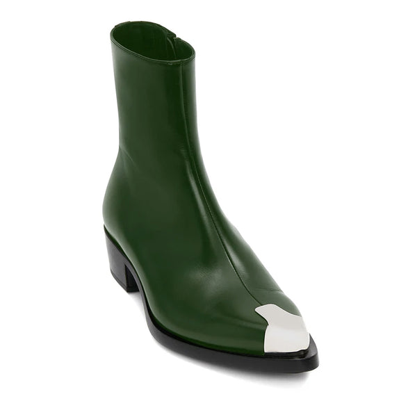 Punk Leather Boots Silver Toe