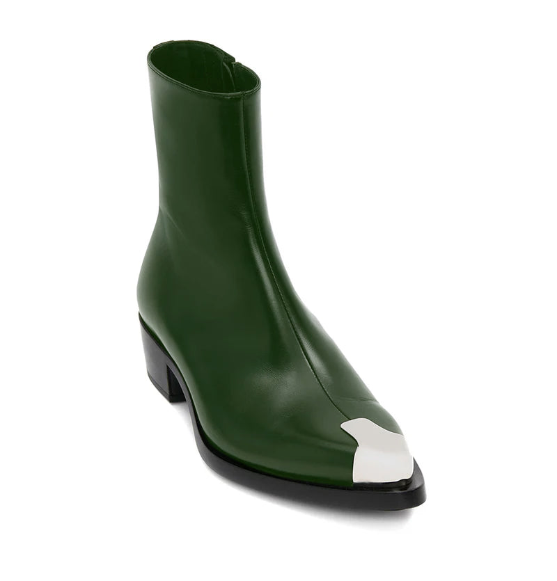 Punk Leather Boots Silver Toe