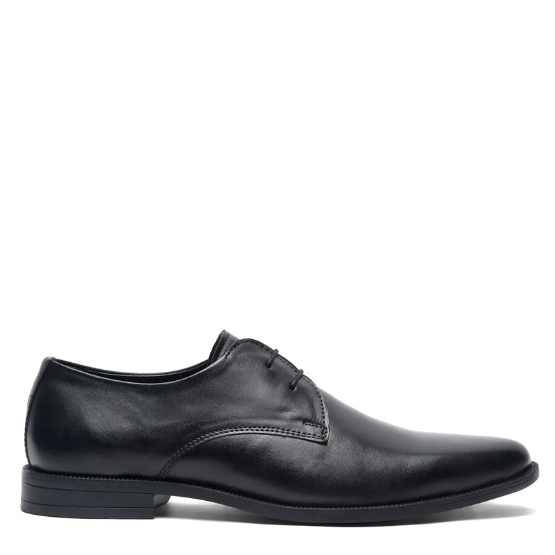 Leather Lace Up Solid Derby Brown Shoe