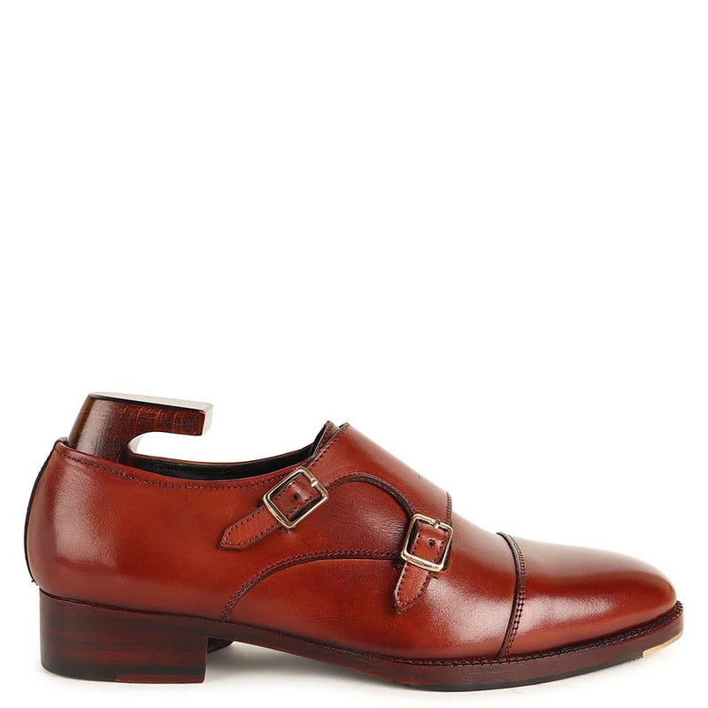 Patina Classic Leather Formal Double Monk Straps Shoes