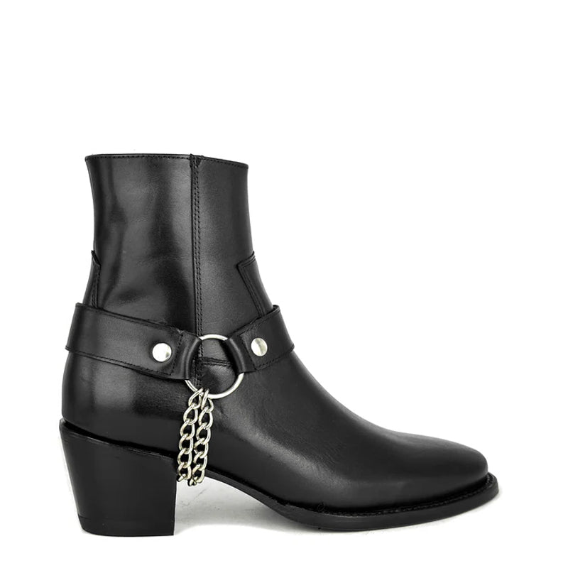 Leather Slip-On Chelsea With Chain Boots