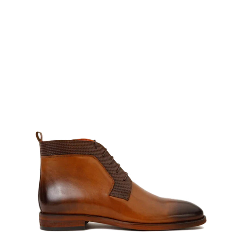 Brown Leather Derby Lace-Up Men Boot