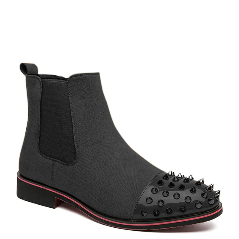 Men Chelsea Spike Boots Suede Leather