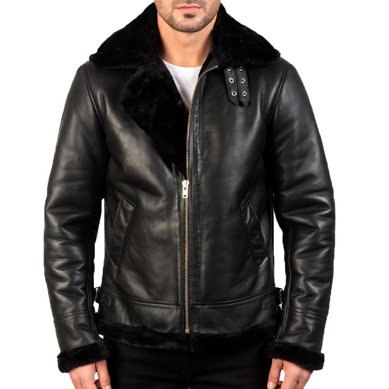 Francis B-3 Leather Bomber Jacket For Men