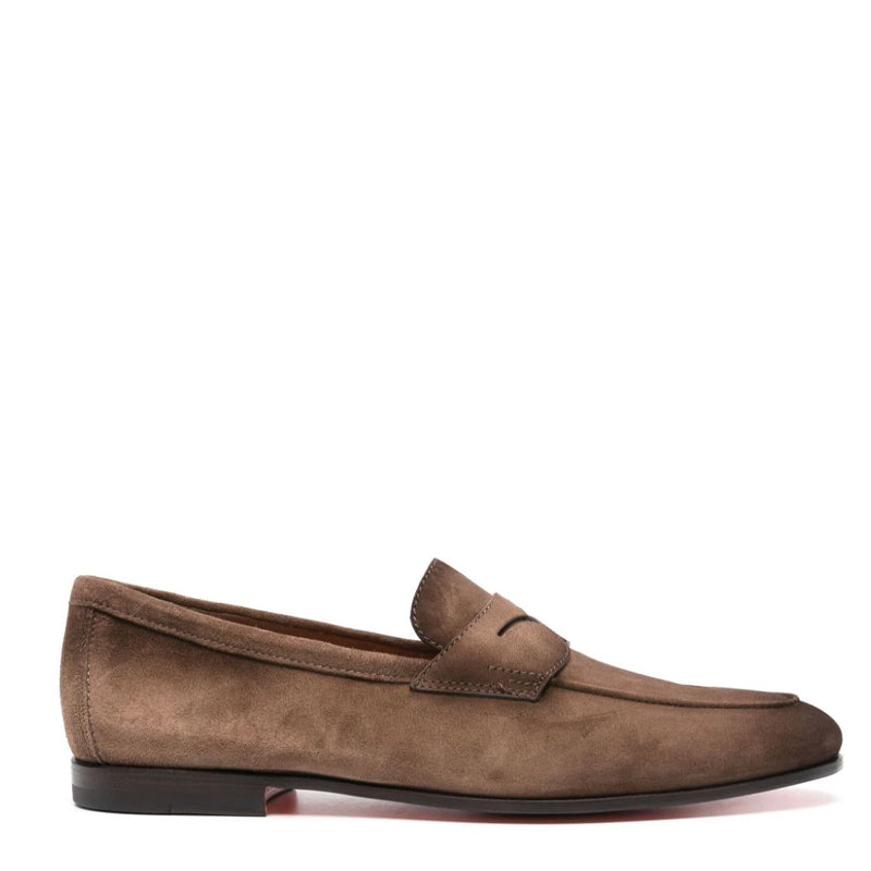 Light Brown Suede Penny Loafers