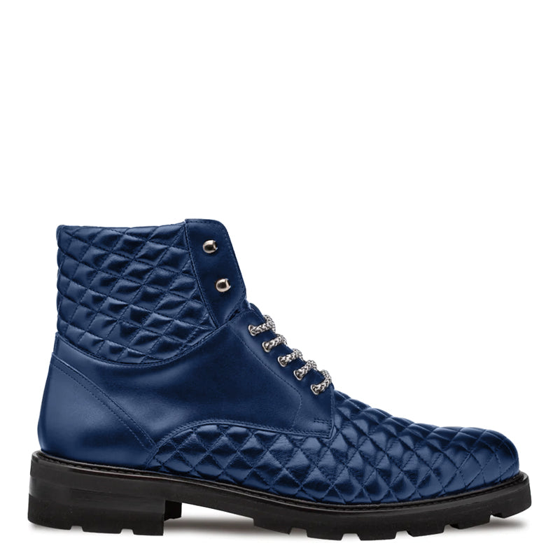 Blue Lace-up Leather Boot