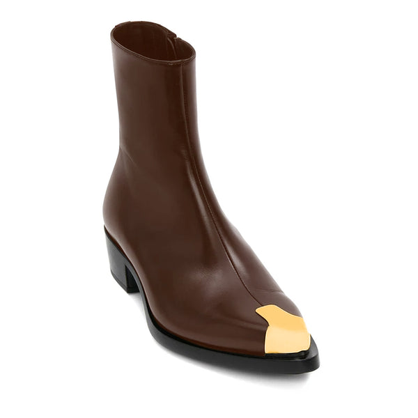 Punk Leather Boots Golden Toe