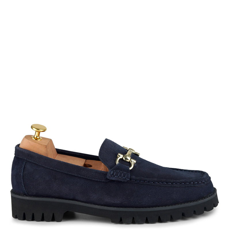 Suede Leather With Horse-bit Buckled Loafers