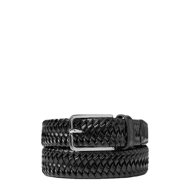 Men Double Leather Braided Belt