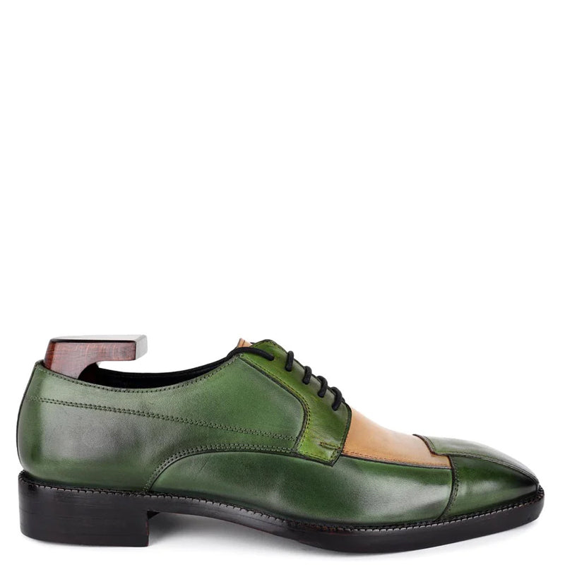 Patina Triple Tone Leather Derby Shoes