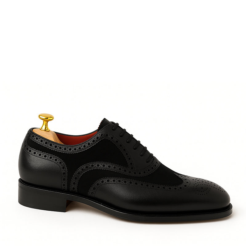 Premium Leather Lace Up Dual Textured Oxford Shoes