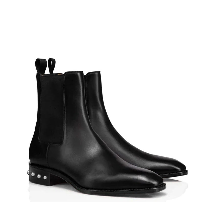 Coal Leather  silver  Studded Chelsea Boots