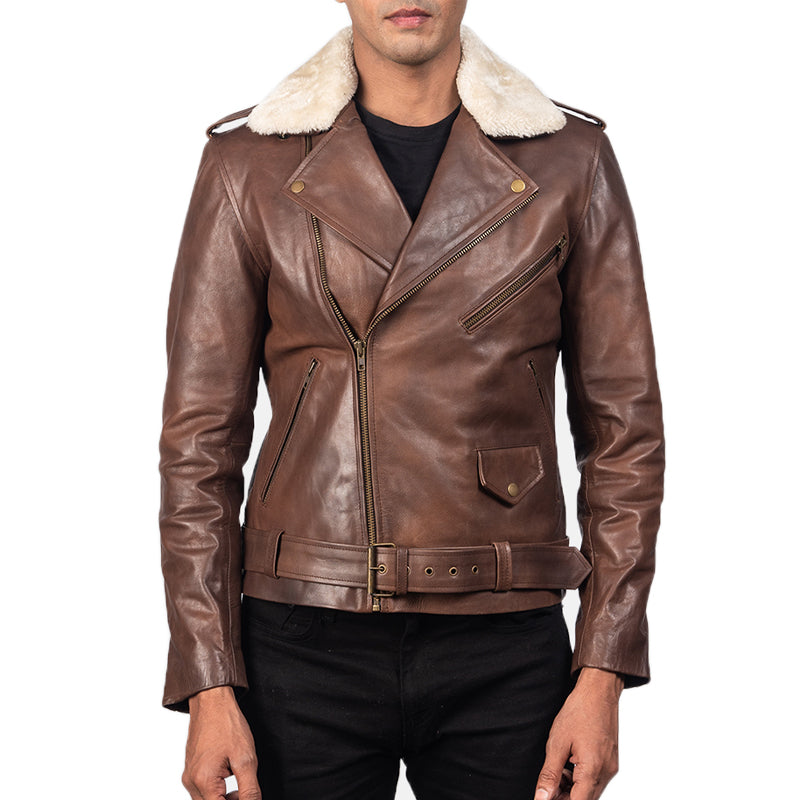 Furton Leather Biker Jacket For Men