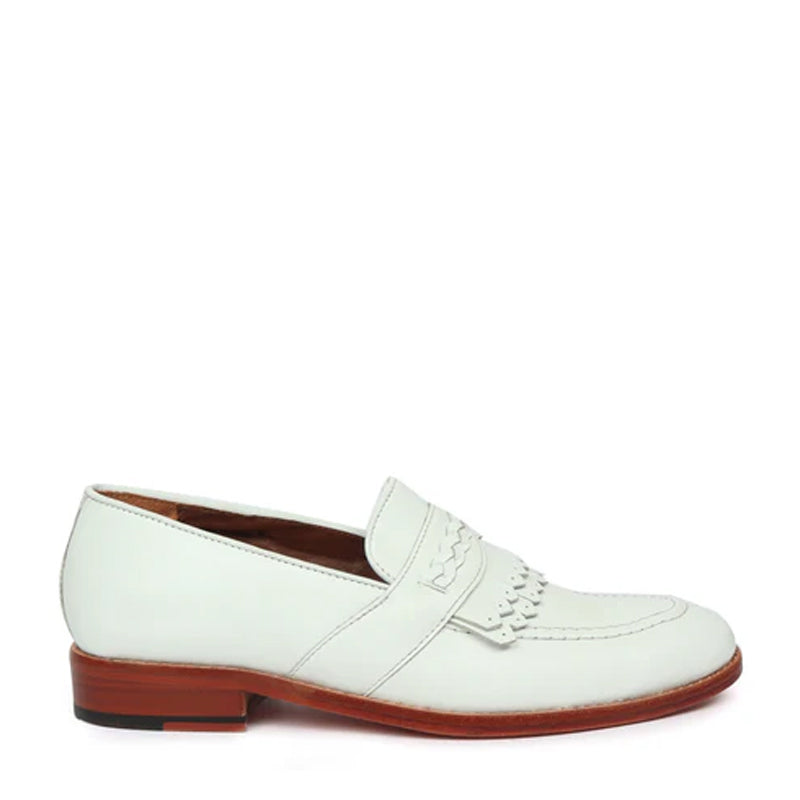 Patent Shiny Leather Black Loafer With Fringe